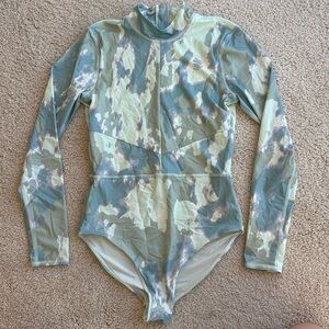 RVCA Green and Blue Camouflage One Piece Swimsuit